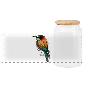Bee-eater - Panoramic Cookie Jar with Wooden Lid - white - Front