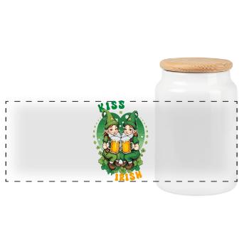 Kiss me, I'm Irish - Panoramic Cookie Jar with Wooden Lid - white - Front
