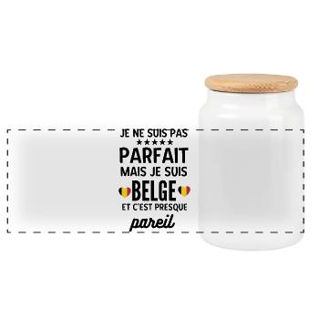 Cœur bicolore Minimal sur Noir belge  - Boîte à biscuits avec couvercle en bois - blanc - Devant