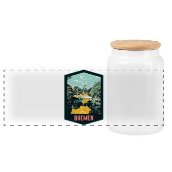 Brême, Allemagne, Illustration Vieux Moulin à Vent - Boîte à biscuits avec couvercle en bois - blanc - Devant