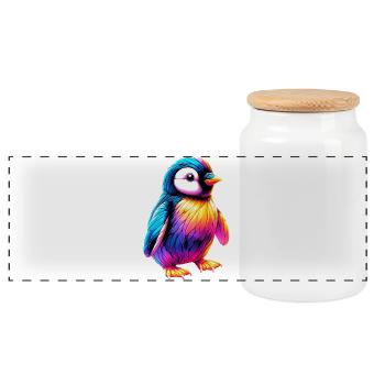 Pingouin - Boîte à biscuits avec couvercle en bois - blanc - Devant