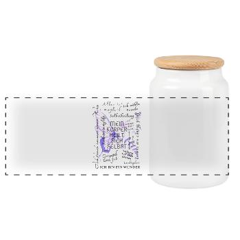 Healing Recovery Getting Healthy - Panoramic Cookie Jar with Wooden Lid - white - Front