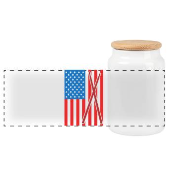 Patriotischer US Drummer - Panorama Keksdose mit Holzdeckel - Weiß - Vorne