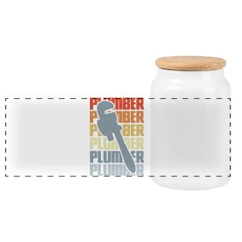 Installer Vintage Look - Panoramic Cookie Jar with Wooden Lid - white - Front
