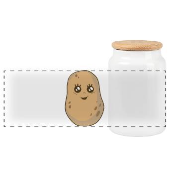 Kartoffel Gemüse Kawai Kartoffeln Speise - Panorama Keksdose mit Holzdeckel - Weiß - Vorne