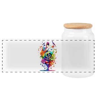 Musique, clé colorée avec des feuilles sur le lac. - Boîte à biscuits avec couvercle en bois - blanc - Devant