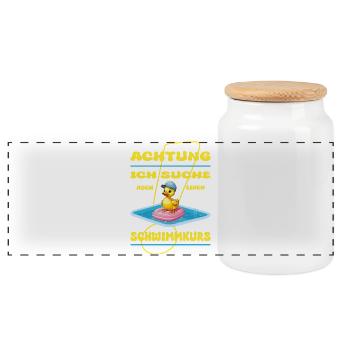 Non-swimmer duck - Panoramic Cookie Jar with Wooden Lid - white - Front