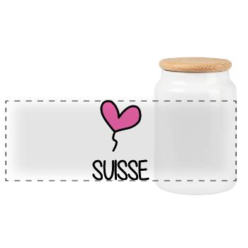 SCHWEIZ. LAND. GENF. HUMOR. FLAGGE. GENF - Panorama Keksdose mit Holzdeckel - Weiß - Vorne