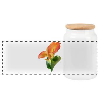 Orange Calla Blütenzauber - Panorama Keksdose mit Holzdeckel - Weiß - Vorne