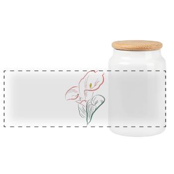 CALLA mix Rot-Pink - Panorama Keksdose mit Holzdeckel - Weiß - Vorne