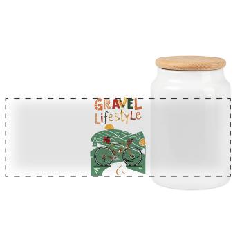 Adventure Cycling Travel Tee Gravel Bike - Panoramic Cookie Jar with Wooden Lid - white - Front