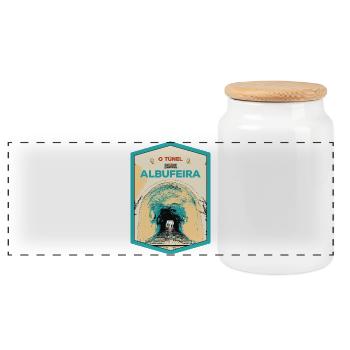 Illustration des Tunnels zum Strand von Albufeira - Panorama Keksdose mit Holzdeckel - Weiß - Vorne