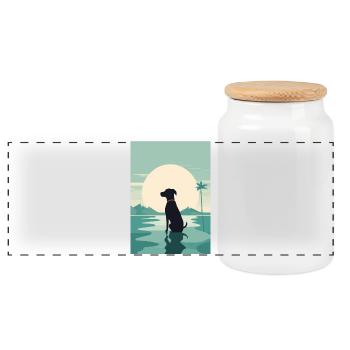 Hund am Wasser - Panorama Keksdose mit Holzdeckel - Weiß - Vorne