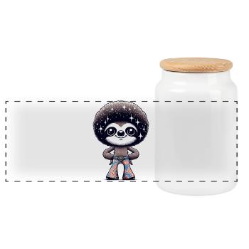 Disco Sloth : Groover de nuit étoilée - Boîte à biscuits avec couvercle en bois - blanc - Devant