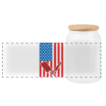 Metzger USA Flagge - Panorama Keksdose mit Holzdeckel - Weiß - Vorne