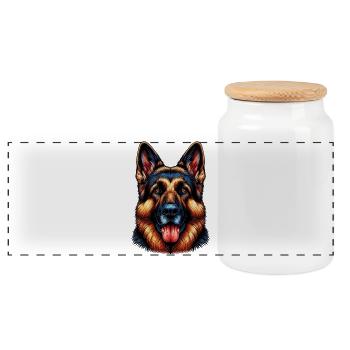 Deutscher Schäferhund - Panorama Keksdose mit Holzdeckel - Weiß - Vorne