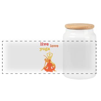Live Love Yoga - Panorama Keksdose mit Holzdeckel - Weiß - Vorne