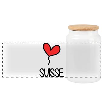 SCHWEIZ. LAND. GENF. HUMOR. FLAGGE - Panorama Keksdose mit Holzdeckel - Weiß - Vorne