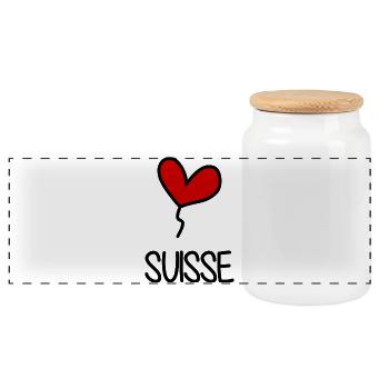 SCHWEIZ. HUMOR. LAND. FLAGGE. GENF. LAUSANNE - Panorama Keksdose mit Holzdeckel - Weiß - Vorne