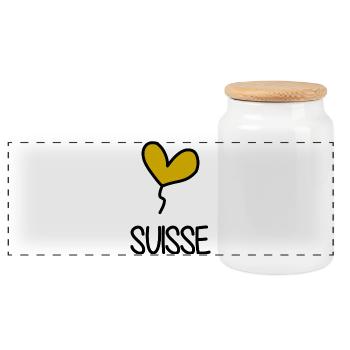 SCHWEIZ. LAND. GENF. SCHWEIZ. HUMOR - Panorama Keksdose mit Holzdeckel - Weiß - Vorne