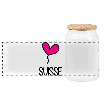 SCHWEIZ. HUMOR. LAND - Panorama Keksdose mit Holzdeckel - Weiß - Vorne