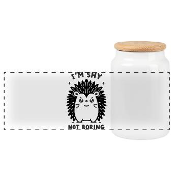 Hérisson noir timide - Boîte à biscuits avec couvercle en bois - blanc - Devant