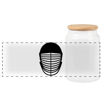 Fencing mask - Panoramic Cookie Jar with Wooden Lid - white - Front