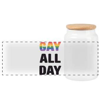 Mois de la fierté LGBT - Gay toute la journée - Boîte à biscuits avec couvercle en bois - blanc - Devant