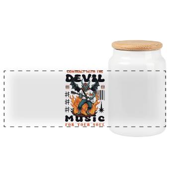 Devil Rock Music - Panoramic Cookie Jar with Wooden Lid - white - Front