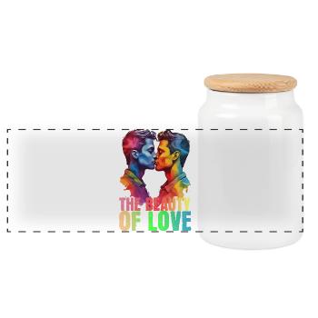 LA BEAUTÉ DE L’AMOUR, DEUX HOMMES GAYS QUI S’EMBRASSENT, LGBTQ+ - Boîte à biscuits avec couvercle en bois - blanc - Devant