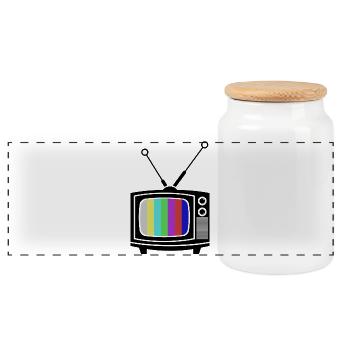 Retro Tv Vintage Television Set - Panoramic Cookie Jar with Wooden Lid - white - Front