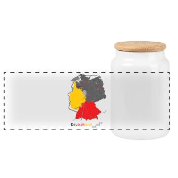Deutschland Landkarte mit Farbblock - Panorama Keksdose mit Holzdeckel - Weiß - Vorne
