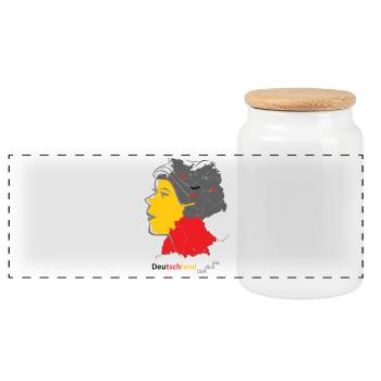 Landkarte mit stylischer Frau und Nationalfarben - Panorama Keksdose mit Holzdeckel - Weiß - Vorne