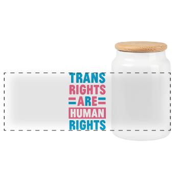 LGBTQ Pride Month - Trans Rights Are Human Rights - Panoramic Cookie Jar with Wooden Lid - white - Front