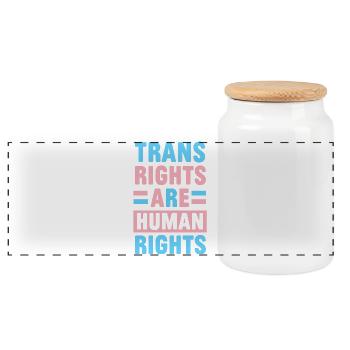 LGBTQ Pride Month - Trans-Rechte sind Menschenrechte - Panorama Keksdose mit Holzdeckel - Weiß - Vorne