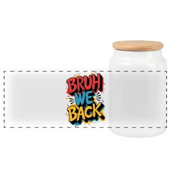 Gay Return Text Design - Panoramic Cookie Jar with Wooden Lid - white - Front