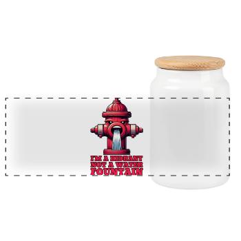 I'm a Hydrant, not a Water Fountain! - Panoramic Cookie Jar with Wooden Lid - white - Front