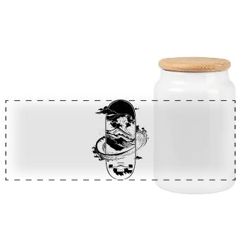 Skateboarding Graphics - Panoramic Cookie Jar with Wooden Lid - white - Front