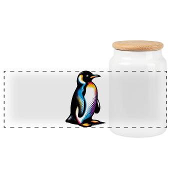 Pingouin - Boîte à biscuits avec couvercle en bois - blanc - Devant