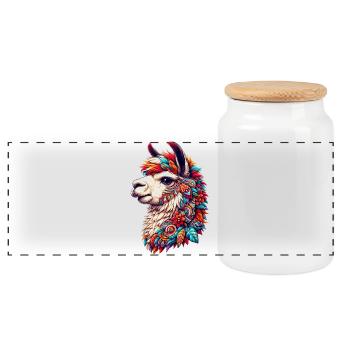 Alpaga - Boîte à biscuits avec couvercle en bois - blanc - Devant