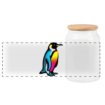 Pinguin - Panorama Keksdose mit Holzdeckel - Weiß - Vorne
