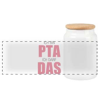 PTA, Ich bin PTA ich darf das - Panorama Keksdose mit Holzdeckel - Weiß - Vorne