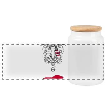 Rib cage with heart and pool of blood - Panoramic Cookie Jar with Wooden Lid - white - Front