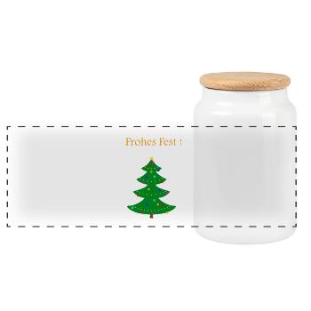 Weihnachtsbaum Frohes Fest - Panorama Keksdose mit Holzdeckel - Weiß - Vorne