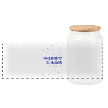 Merry X MAS - Boîte à biscuits avec couvercle en bois - blanc - Devant