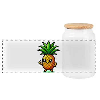 Ananas - Boîte à biscuits avec couvercle en bois - blanc - Devant