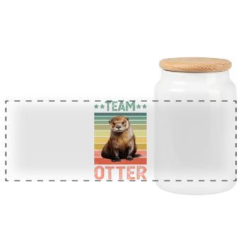 Loutre - Boîte à biscuits avec couvercle en bois - blanc - Devant