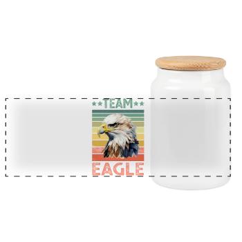 Eagle - Panoramic Cookie Jar with Wooden Lid - white - Front