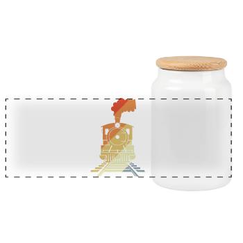 Dessin de chemin de fer Style vintage - Boîte à biscuits avec couvercle en bois - blanc - Devant