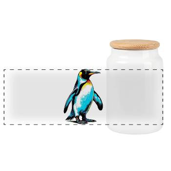Pinguin - Panorama Keksdose mit Holzdeckel - Weiß - Vorne